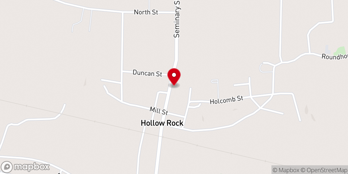 Map showing location of Hollow Rock United Methodist Church