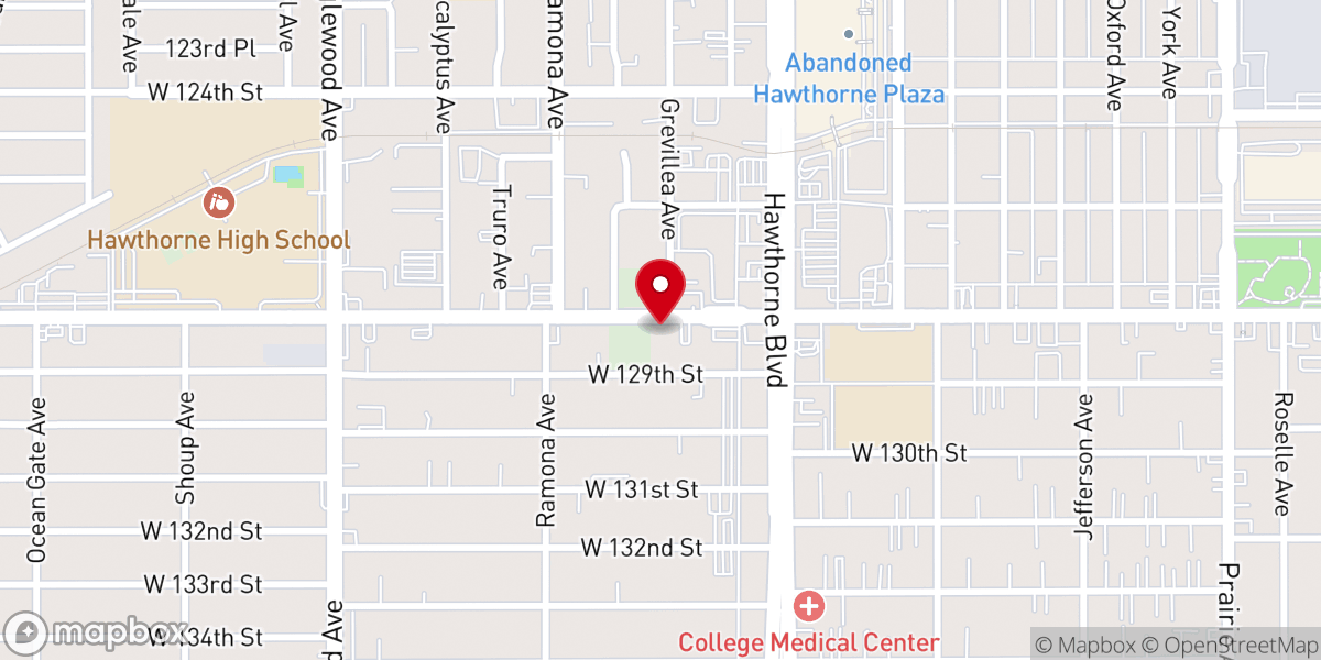 Map showing location of Hawthorne Korean Church