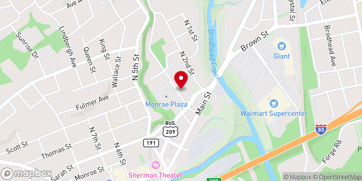 Map showing location of Stroudsburg Alliance Church
