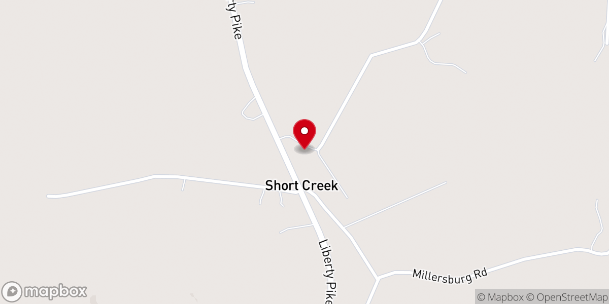 Map showing location of Short Creek Baptist Church