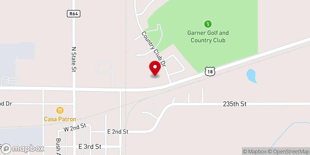 Map showing location of Garner E-Free Church