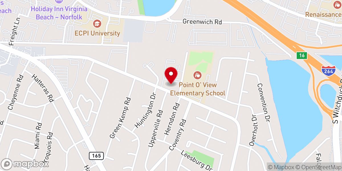 Map showing location of Kempsville Christian Church