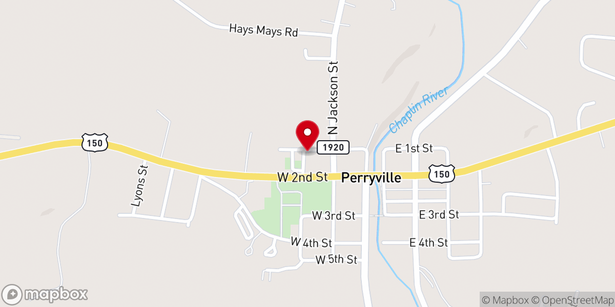 Map showing location of First Baptist Church Perryville Ky