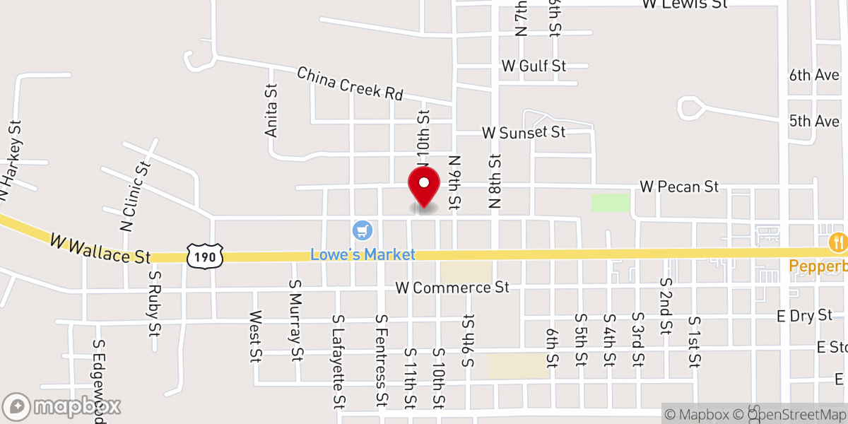 Map showing location of Central Baptist Church