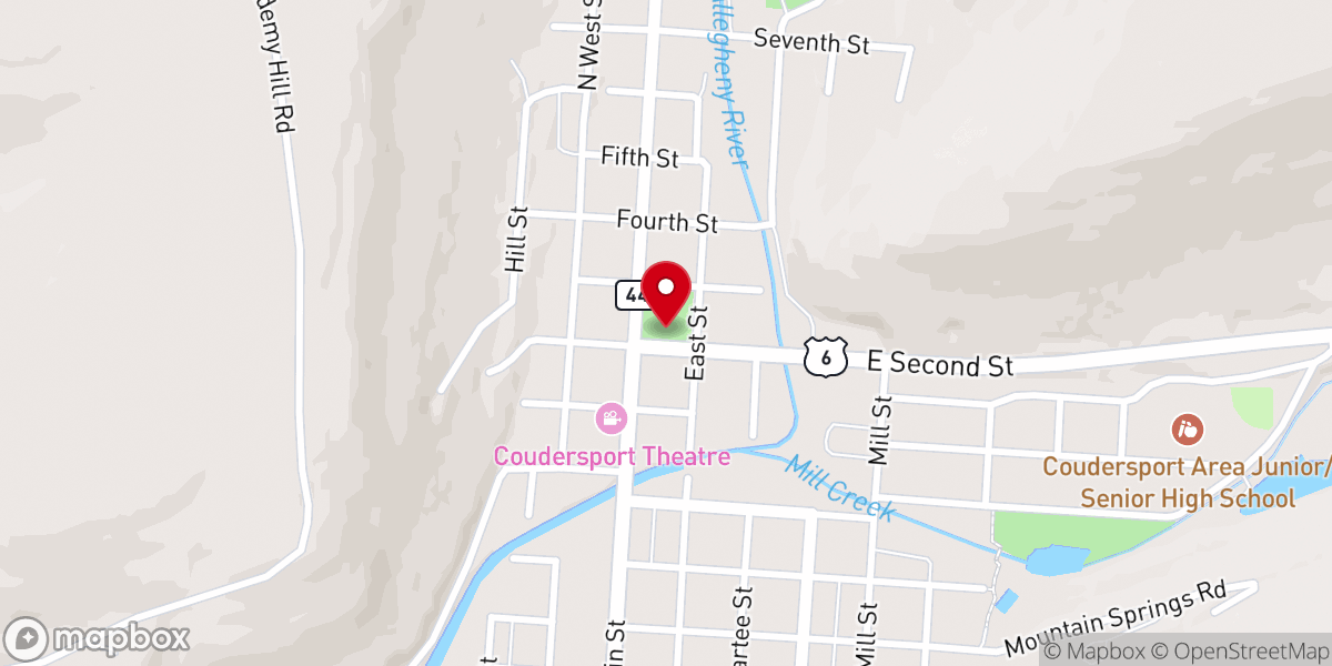 Map showing location of Potter County Courthouse