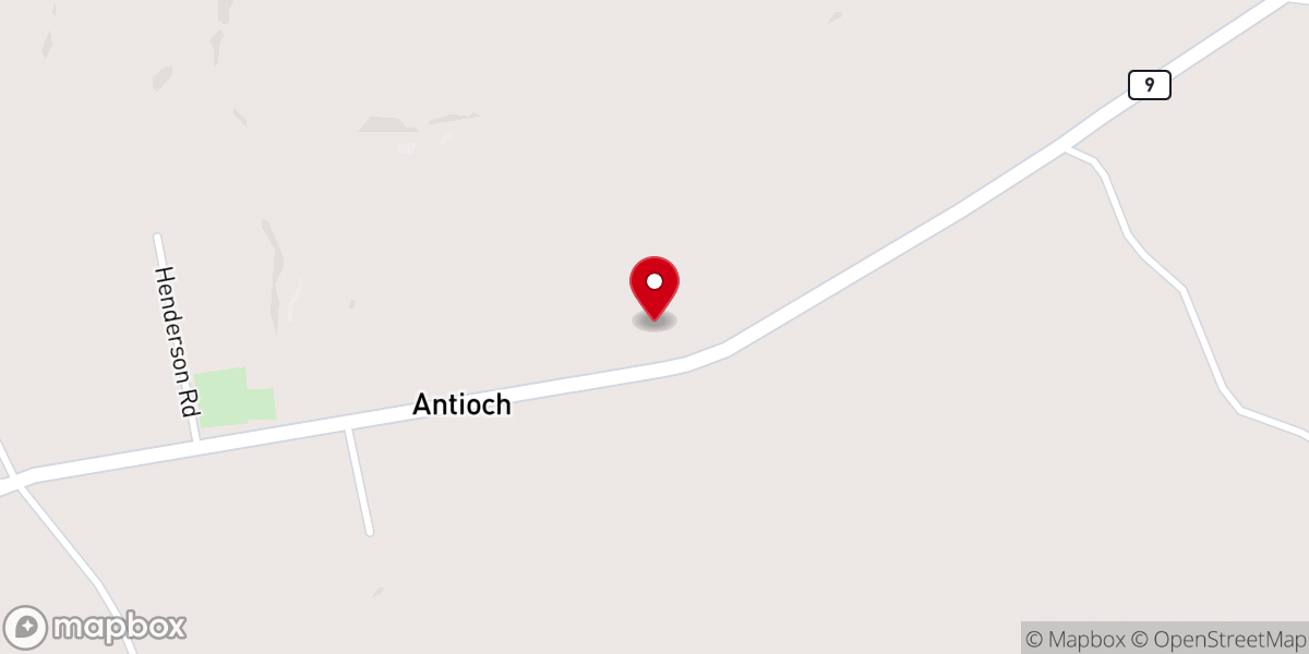 Map showing location of Antioch Baptist Church