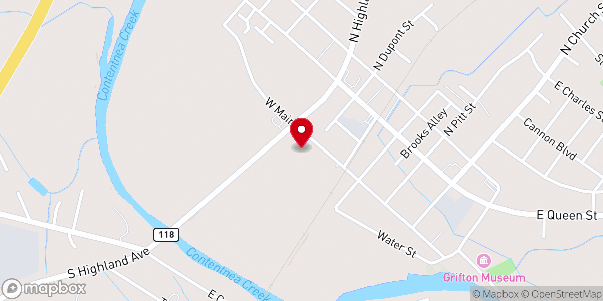 Map showing location of Grifton Mission Ministries Resale Store