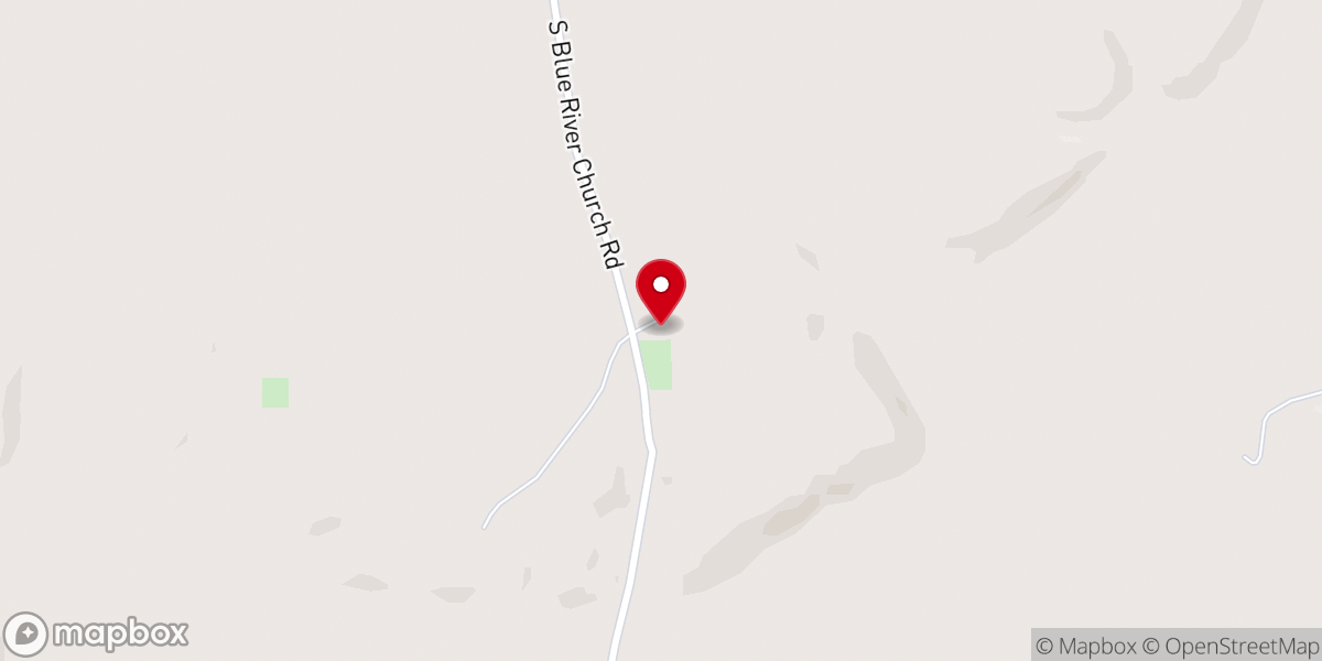 Map showing location of Old blue river Christian church