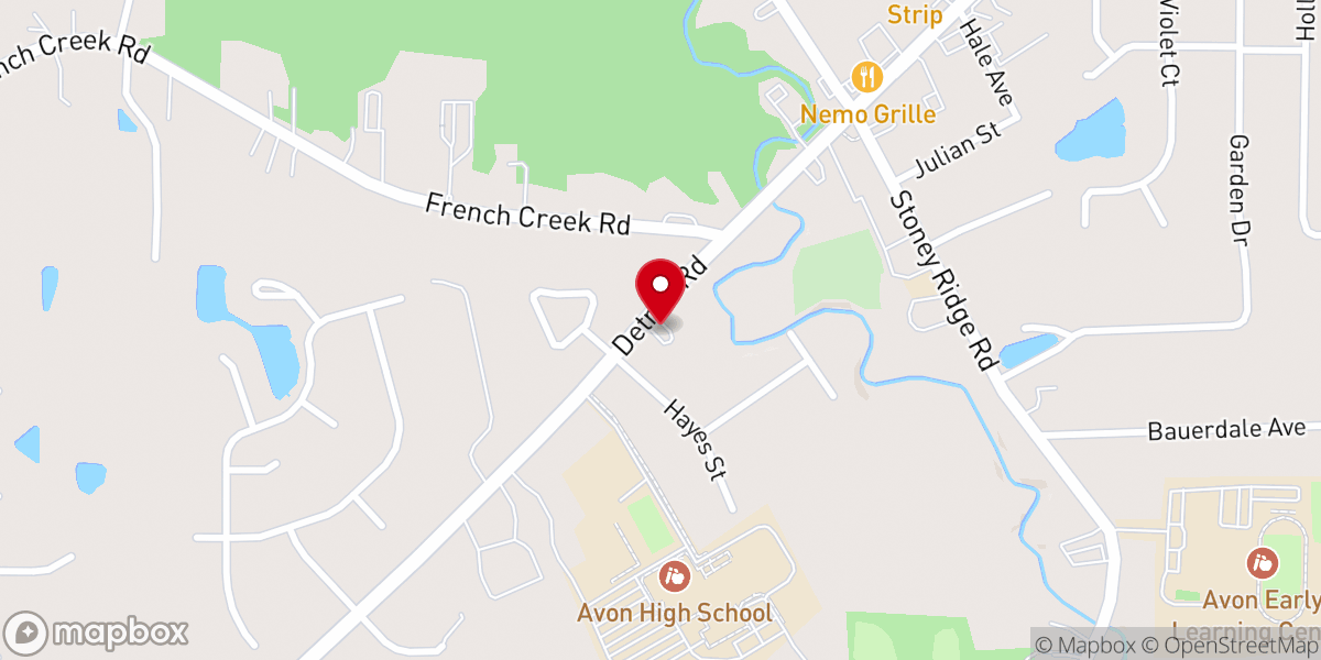 Map showing location of Avon Church of God- Pentecostal