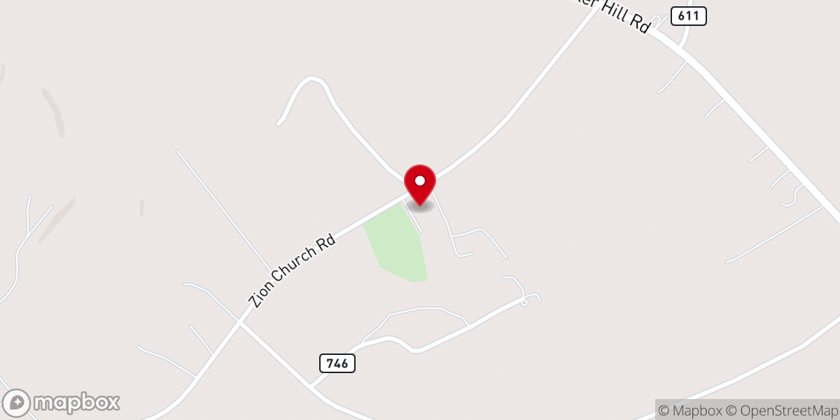 Map showing location of Zion Baptist Church