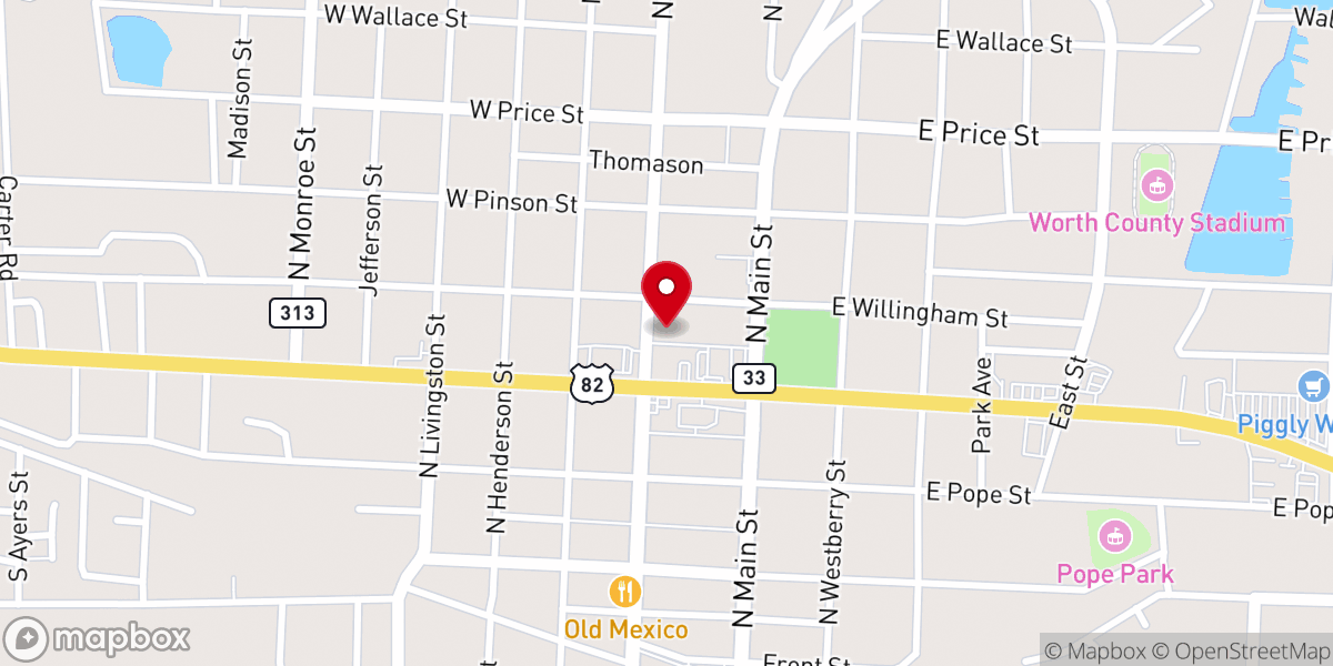 Map showing location of Sylvester Church of Christ