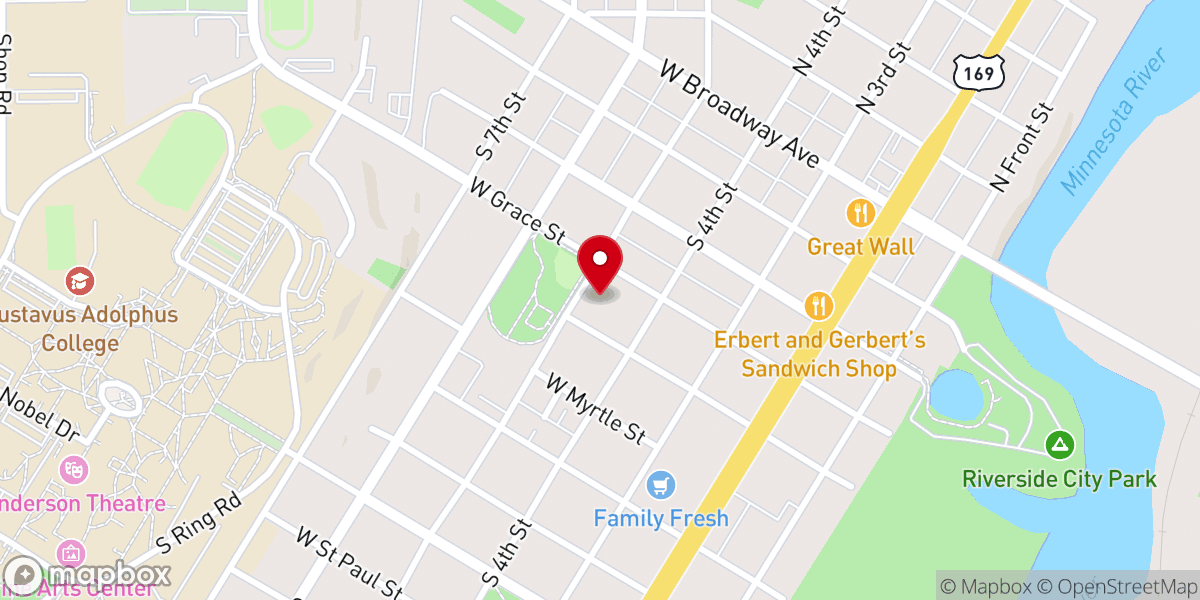 Map showing location of St. Peter Lutheran Church
