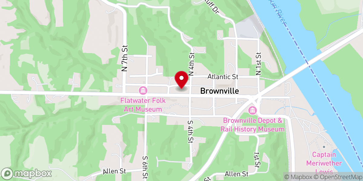 Map showing location of Brownville Historical Society Museum at Bailey House