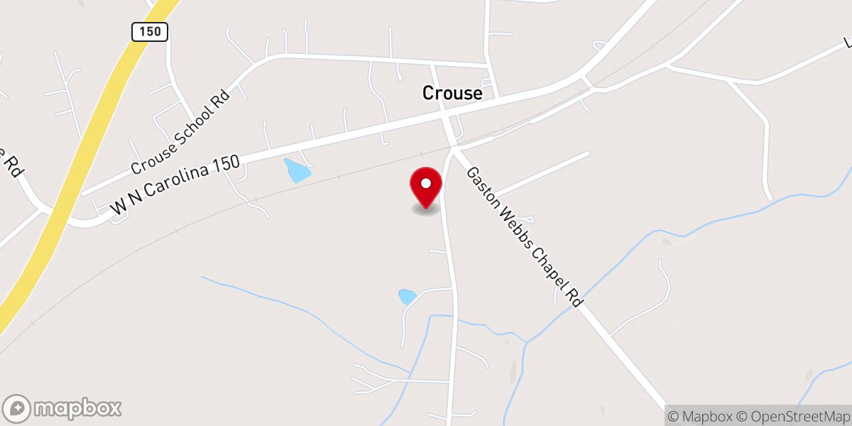 Map showing location of Crouse Baptist Church