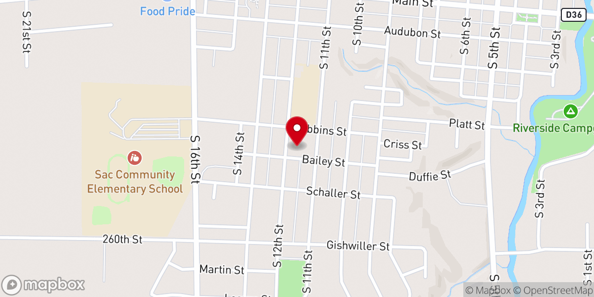 Map showing location of Saint Pauls Lutheran Church