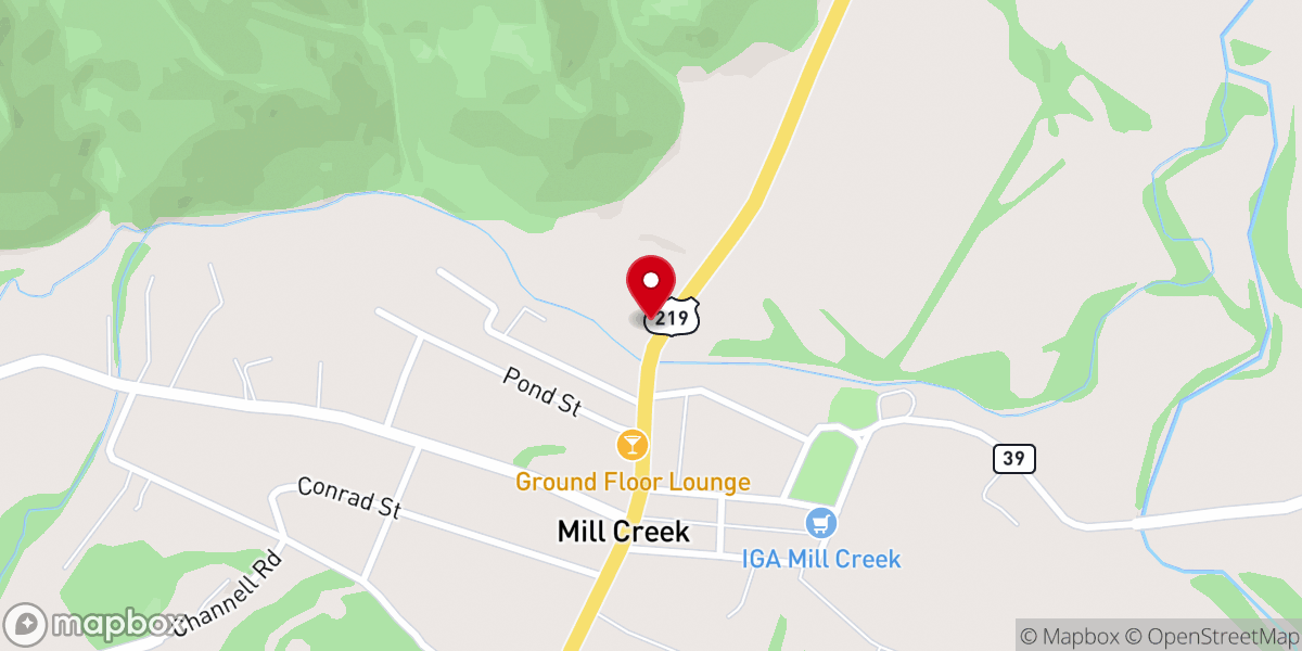 Map showing location of Mill Creek Union Mission Church