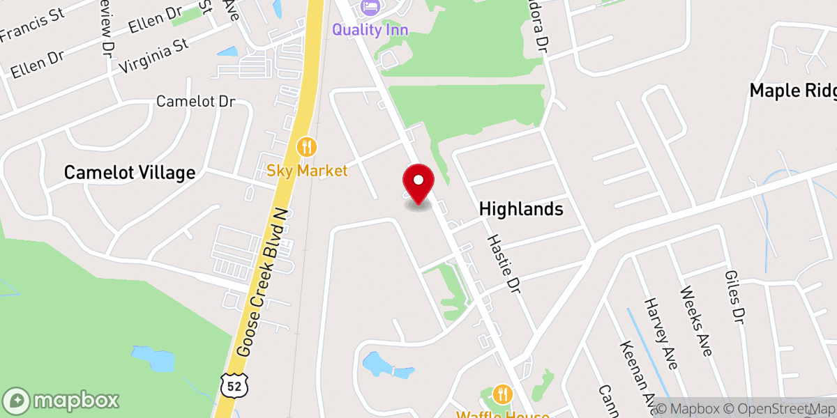 Map showing location of Goose Creek United Methodist Church