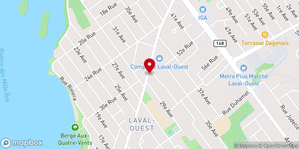 Map showing location of Ghanaian Presbyterian Church of Montreal