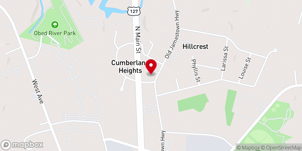 Map showing location of Calvary Chapel Crossville