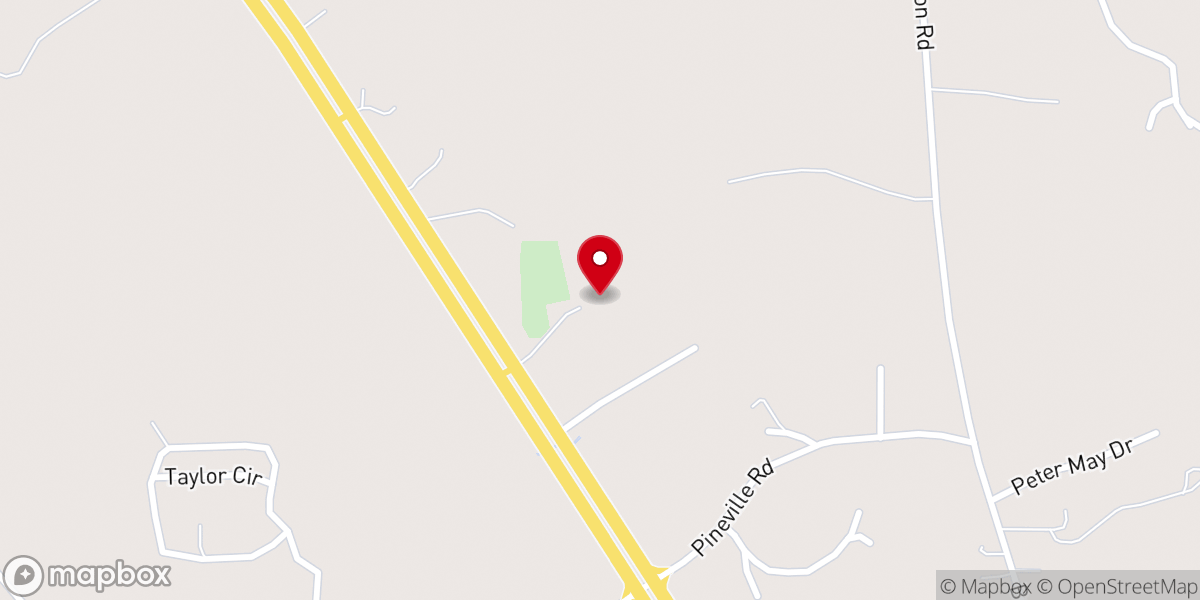 Map showing location of Pineville Church