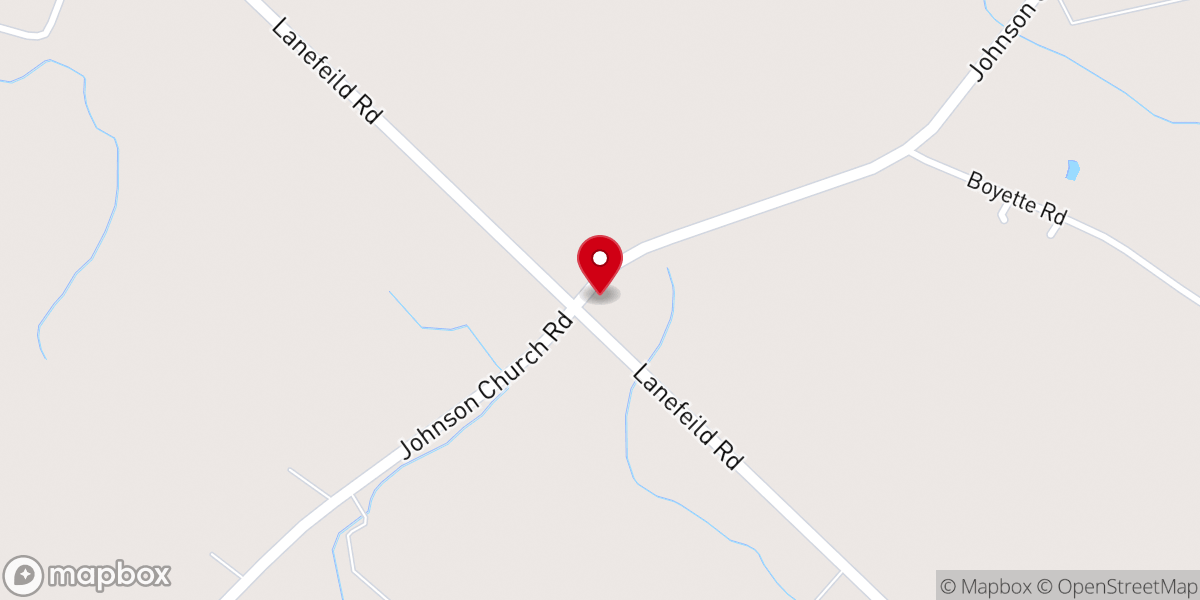 Map showing location of Johnson Baptist Church