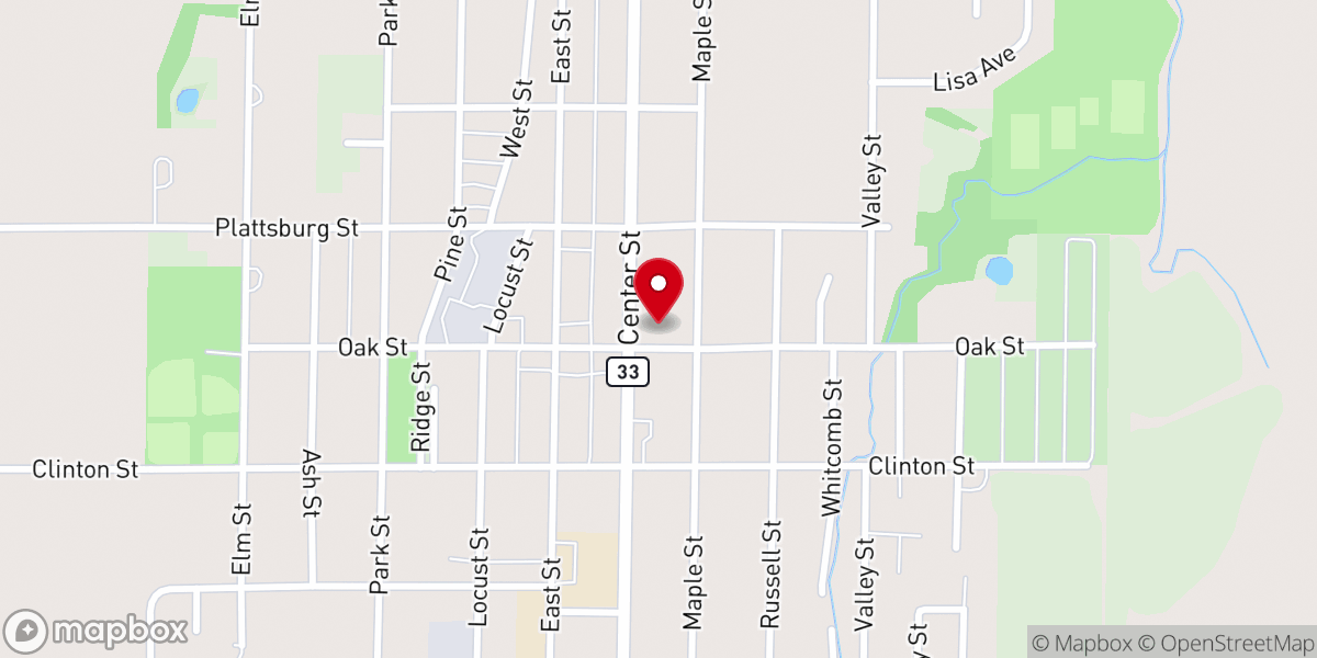Map showing location of First Baptist Church of Lathrop