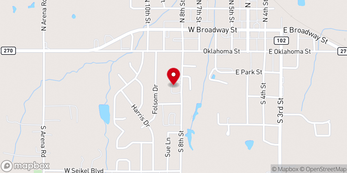 Map showing location of McLoud Church of Christ