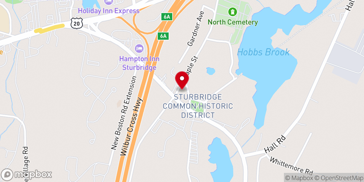 Map showing location of Federated Church of Sturbridge & Fiskdale