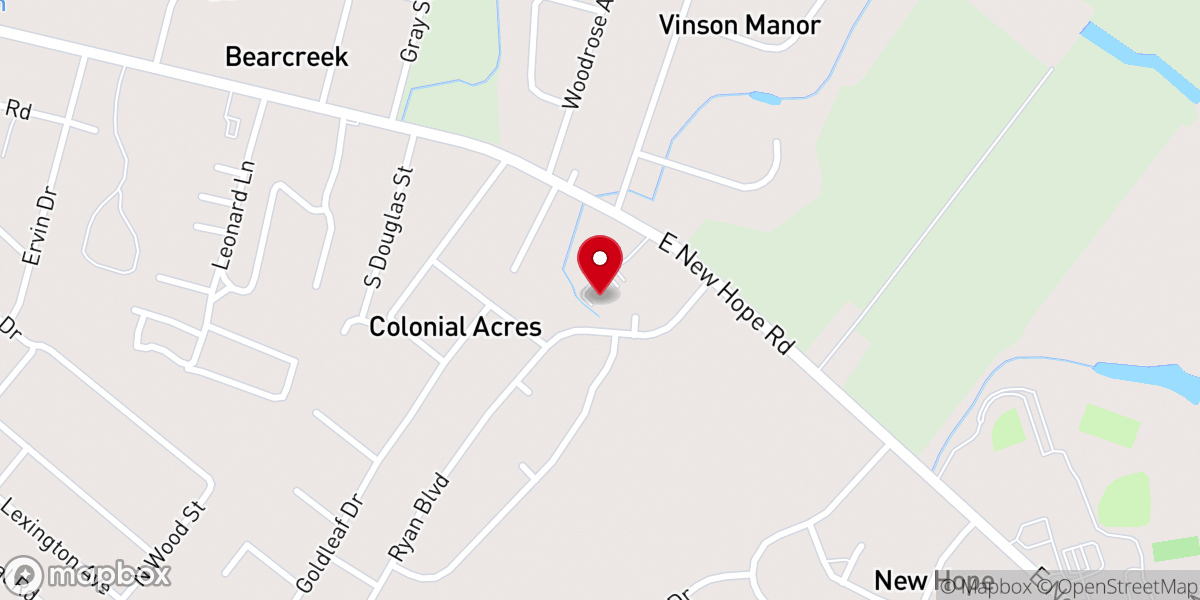 Map showing location of Woods Chapel Baptist Church