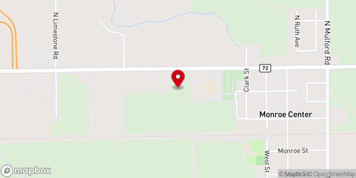 Map showing location of Monroe Center Community Church