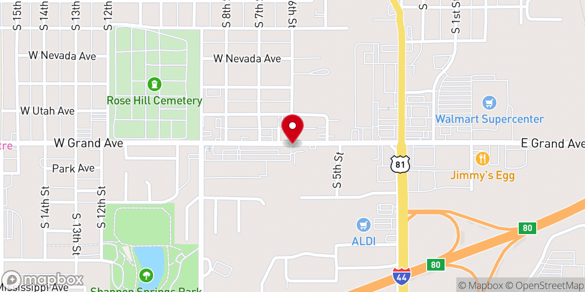 Map showing location of Chickasha Life Church