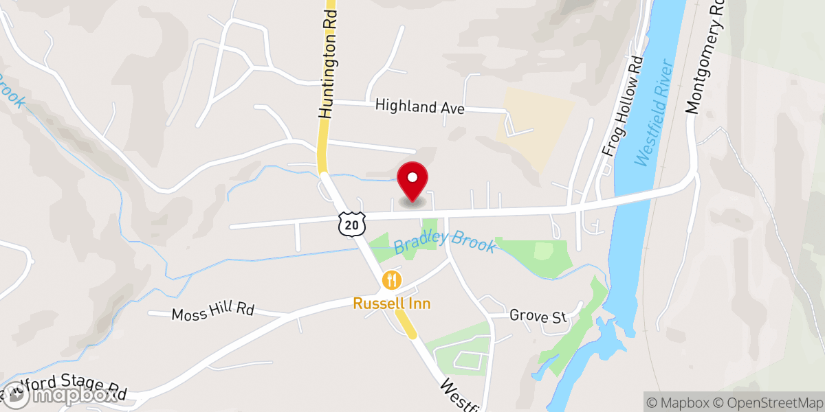 Map showing location of Russell Community Church