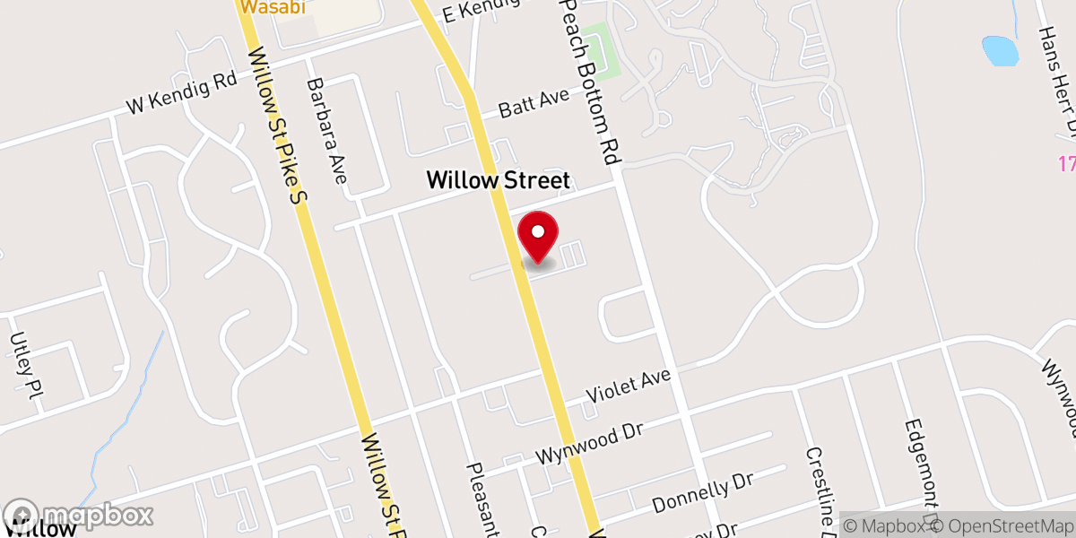 Map showing location of Willow Street Baptist Church