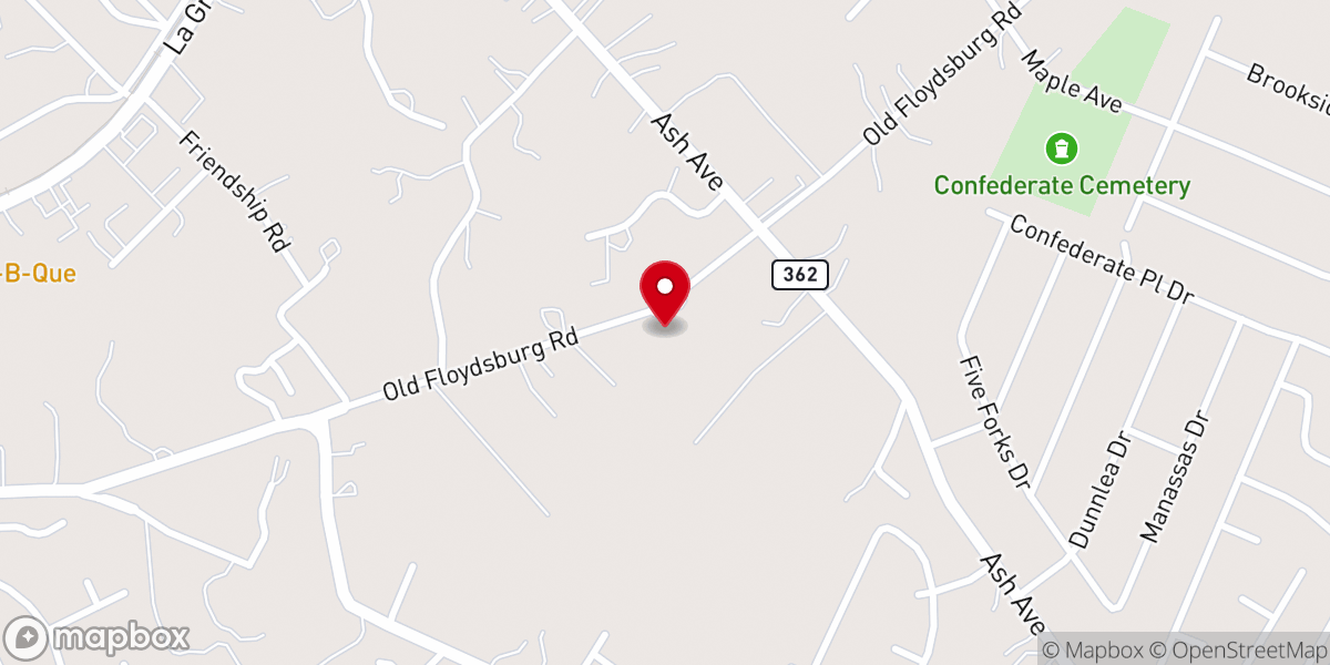 Map showing location of First Baptist Church Pewee Valley