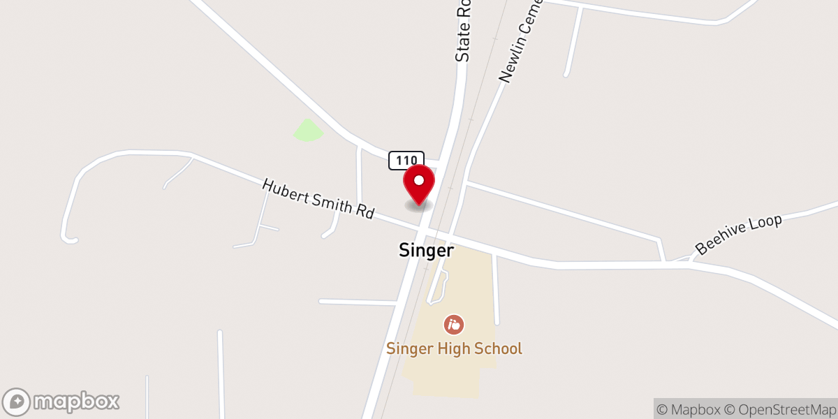 Map showing location of Singer Water Works