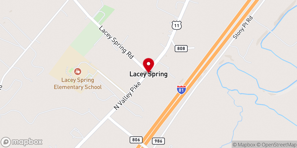 Map showing location of Lacey Spring