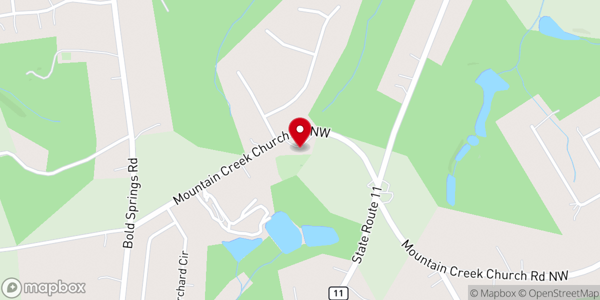 Map showing location of Mountain Creek Baptist Church
