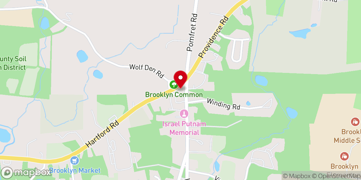 Map showing location of Unitarian Universalist Society in Brooklyn, CT (UUSB)