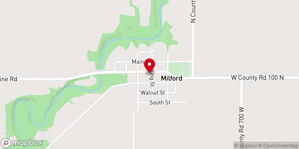 Map showing location of Milford Freewill Baptist Church