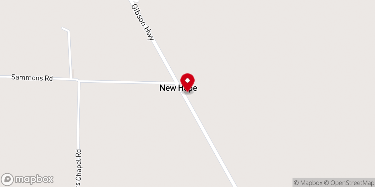 Map showing location of New Hope Church of Christ