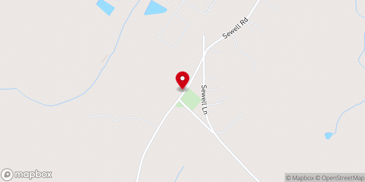 Map showing location of Sewell Church