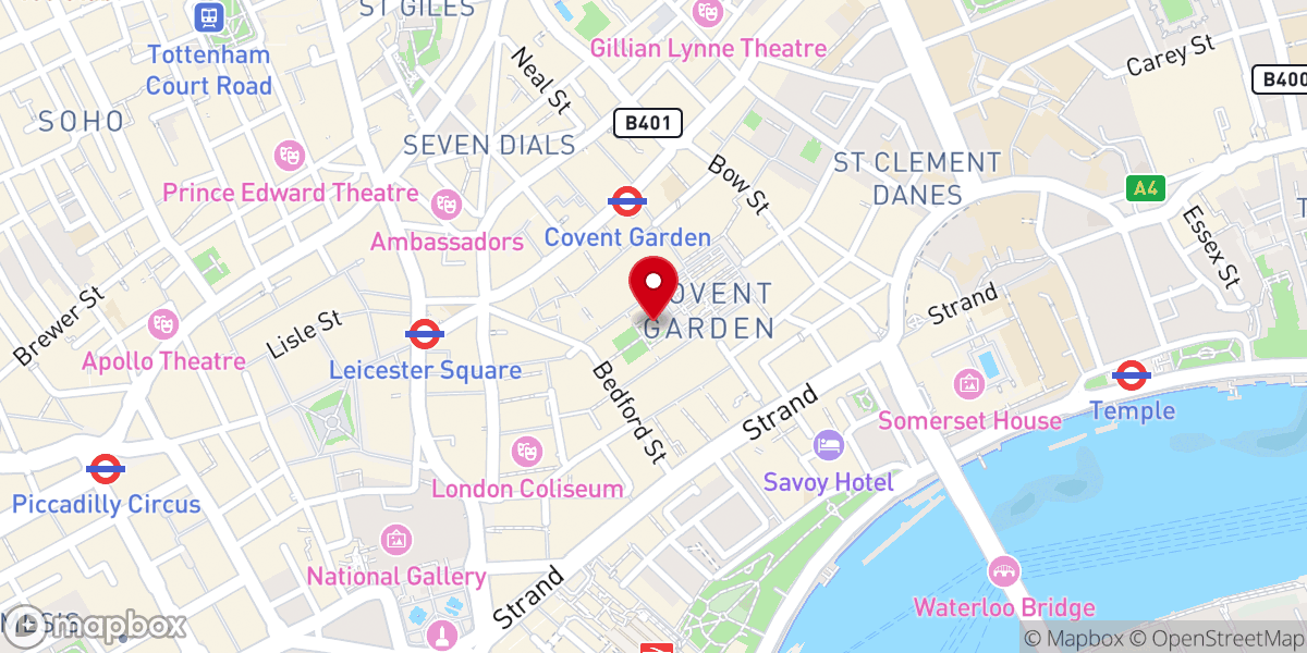 Map showing location of St Paul’s Church Covent Garden