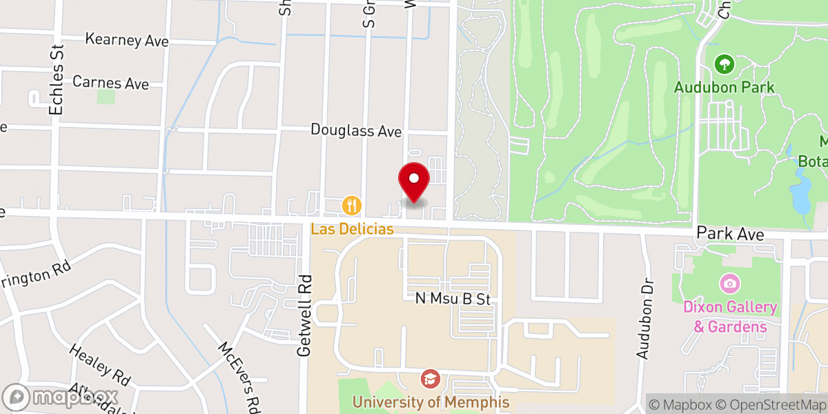 Map showing location of Audubon Park Baptist Church
