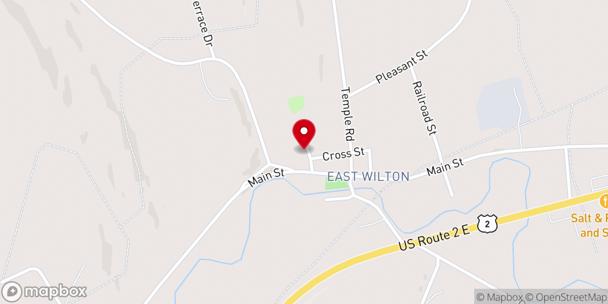 Map showing location of East Wilton Union Church