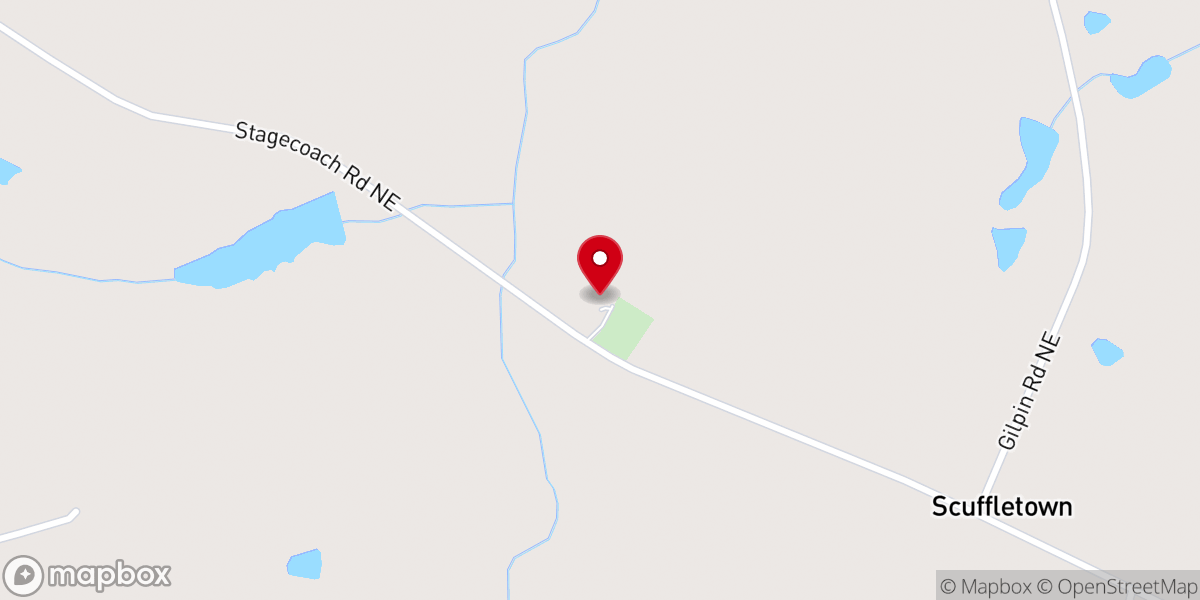 Map showing location of White Oak Grove Church