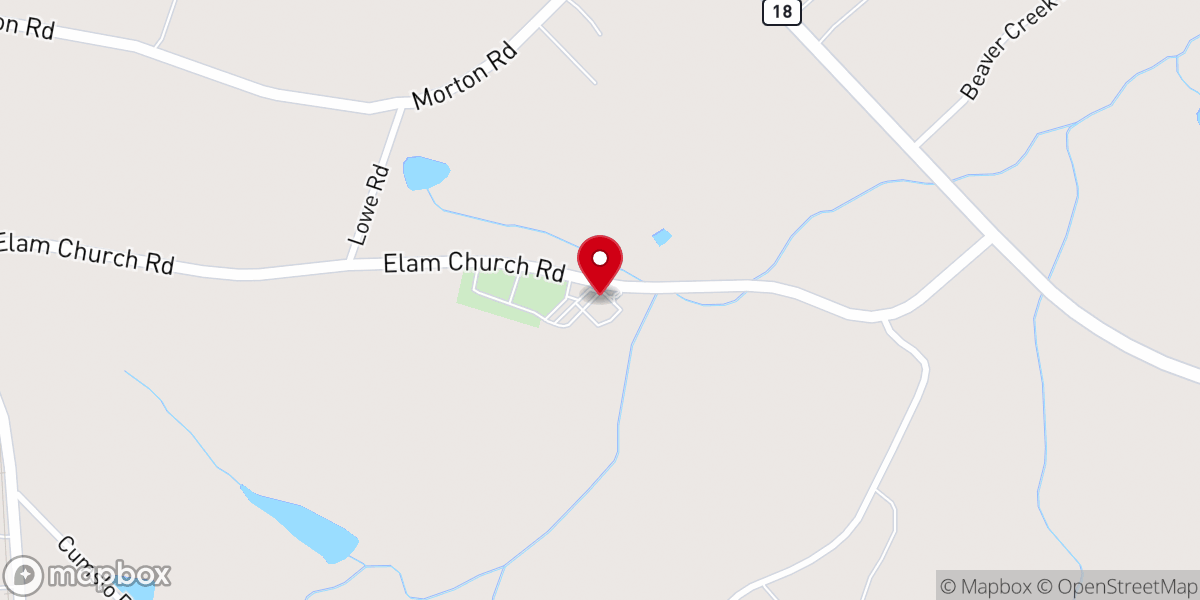 Map showing location of Elam Baptist Church