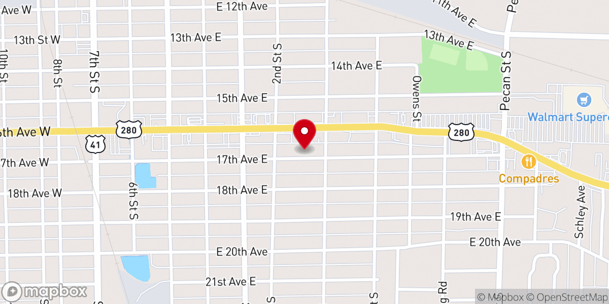 Map showing location of Shady Grove Baptist Church