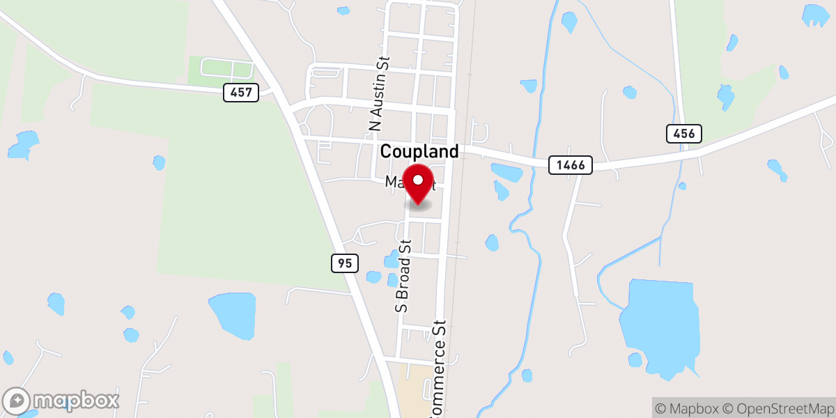 Map showing location of St Peter's Church of Coupland