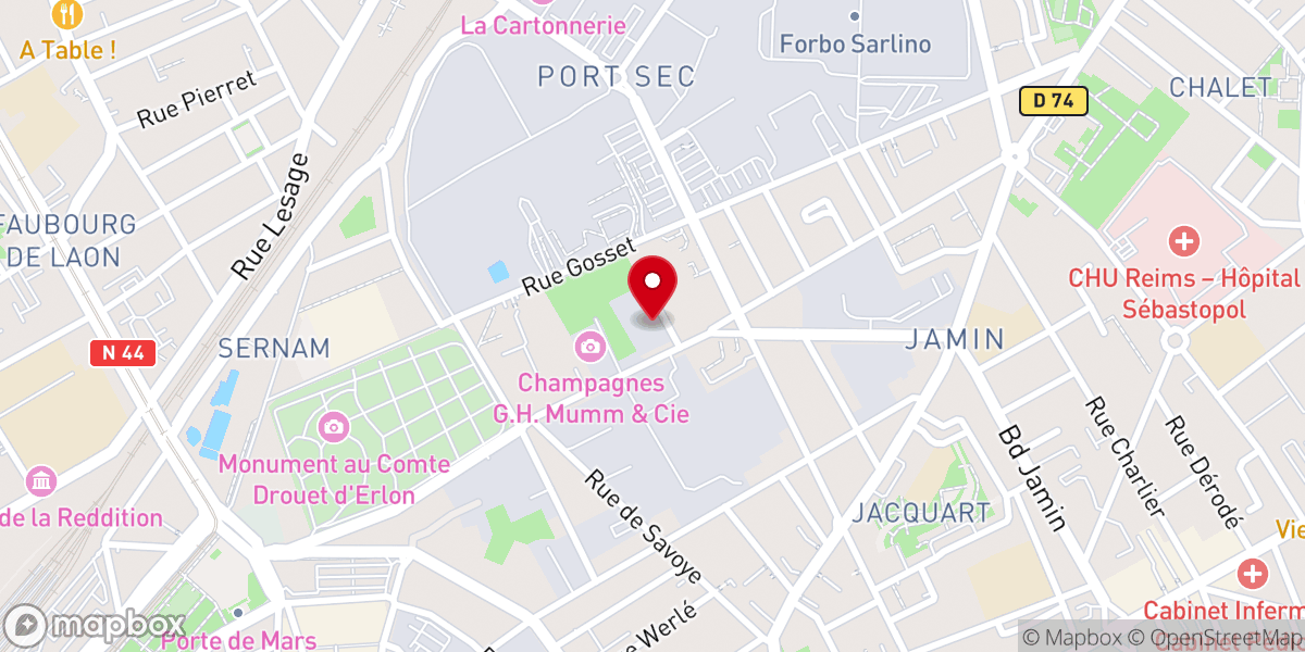Map showing location of Chapelle Foujita