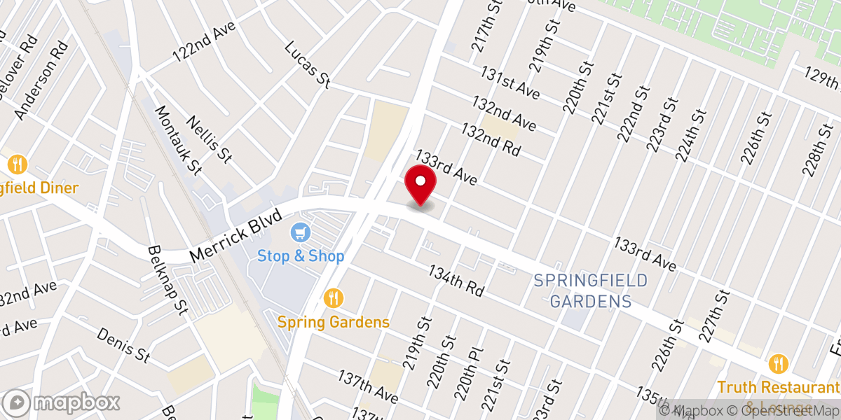 Map showing location of Queens Faith Temple Seventh-Day Adventist Church
